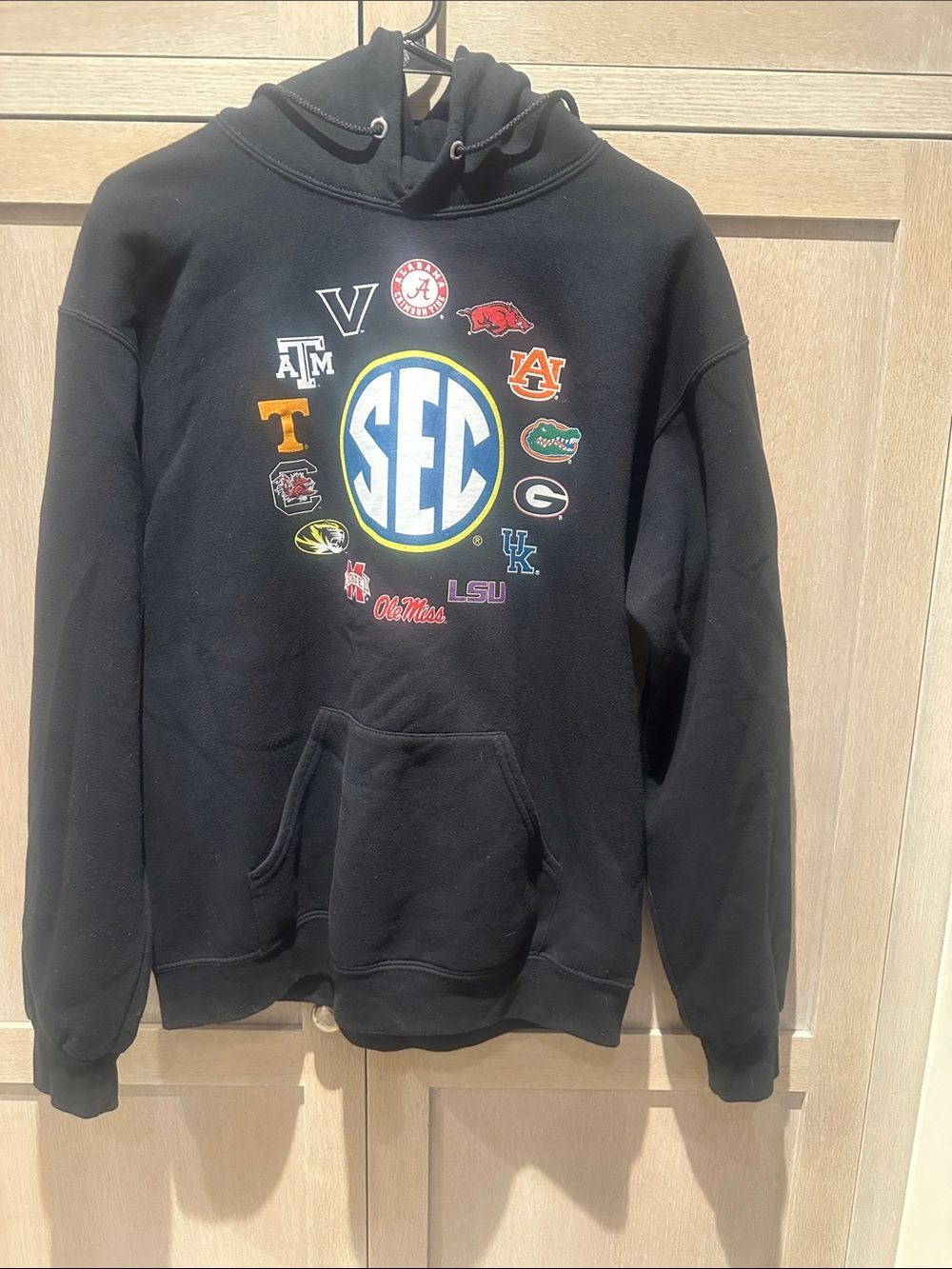 SEC Logo Black Hoodie with Collegiate Team logos